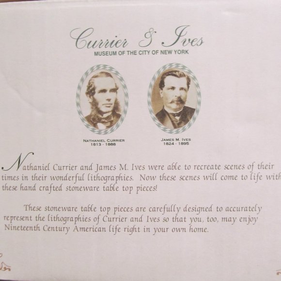 Currier & Ives 5 pc Stoneware Table Top Set American Homestead Winter MCNY - Picture 5 of 16